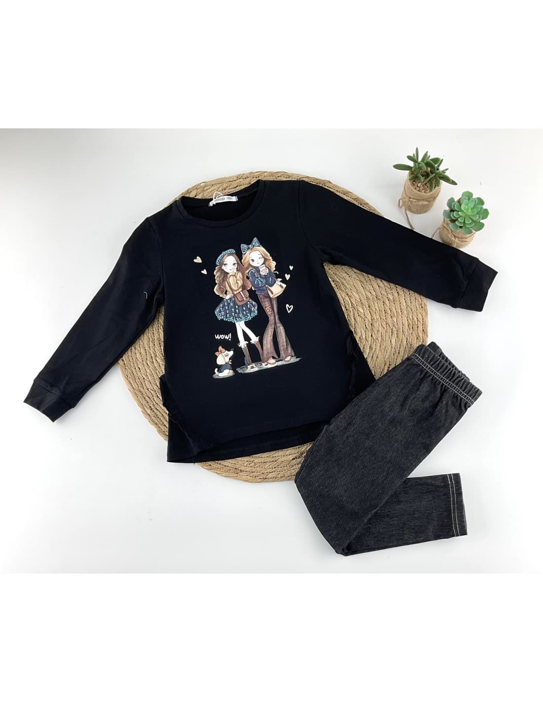 Ensemble fille 522100591 T-shirt imprimé et jean confortable (4 à 12 ans)