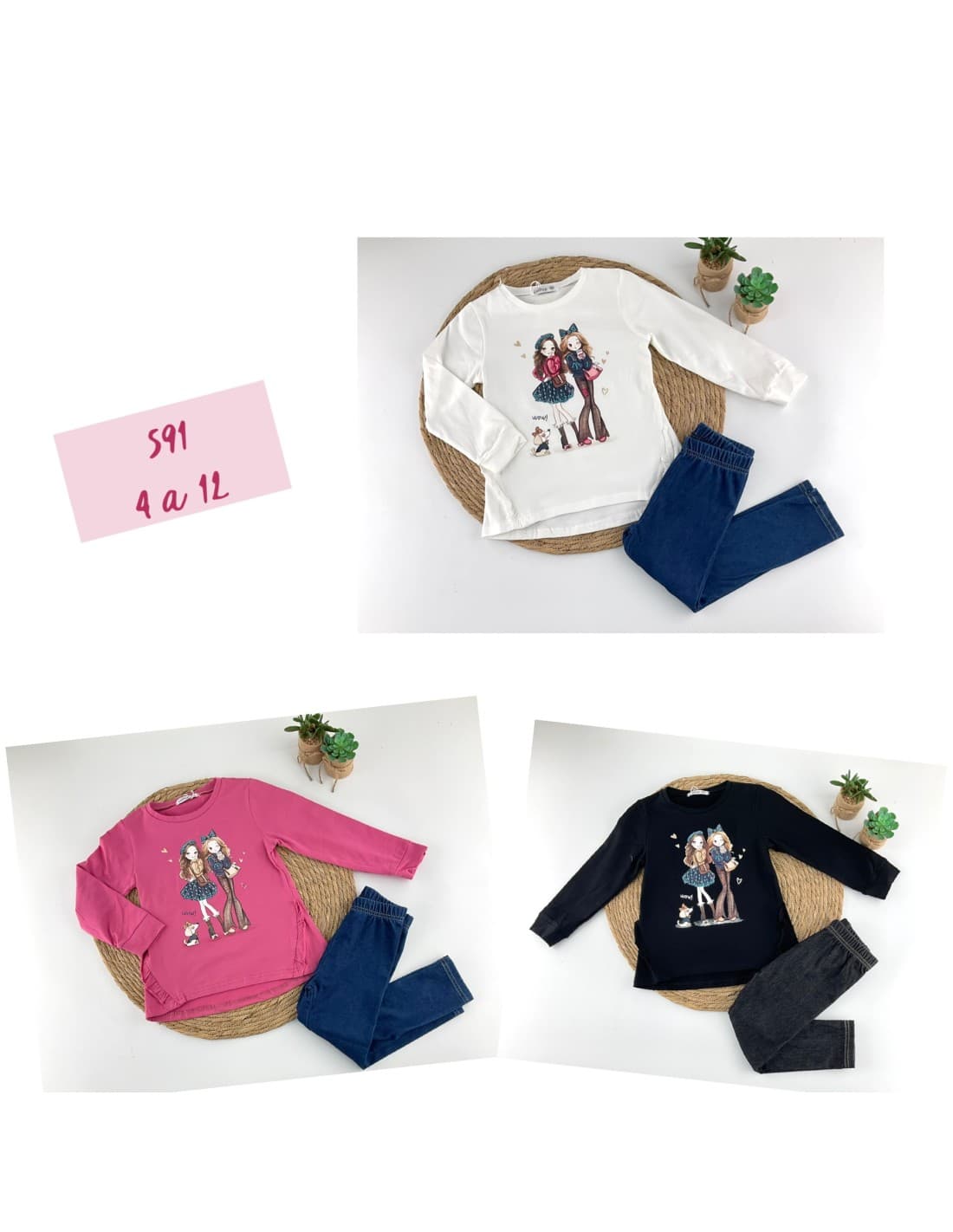 Ensemble fille 522100591 T-shirt imprimé et jean confortable (4 à 12 ans)