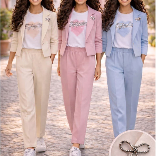Conjunto niña 3 piezas entretiempo 522001500 – Chaqueta, camiseta y pantalón