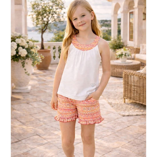 Conjunto camiseta y pantalón corto niña Diverchic étnico 222001035