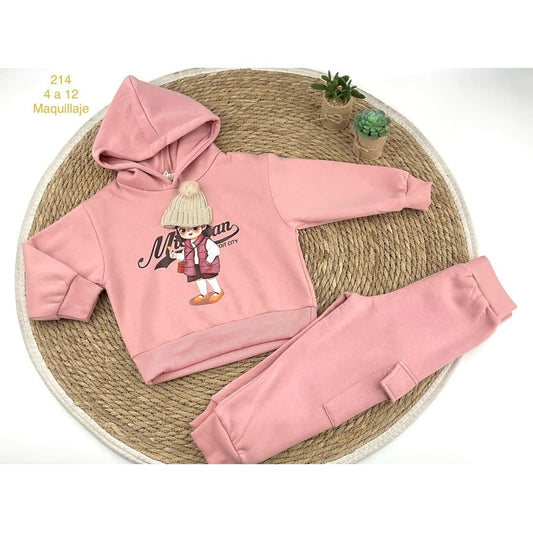 Conjunto chándal para niña aplique gorrito 522100214