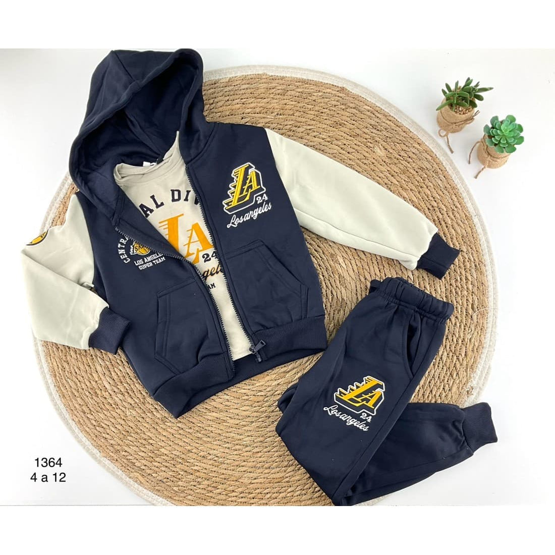 Ensemble 3 pièces pour garçon : veste, t-shirt et pantalon de sport brodé 522101364 (4 à 12 ans)