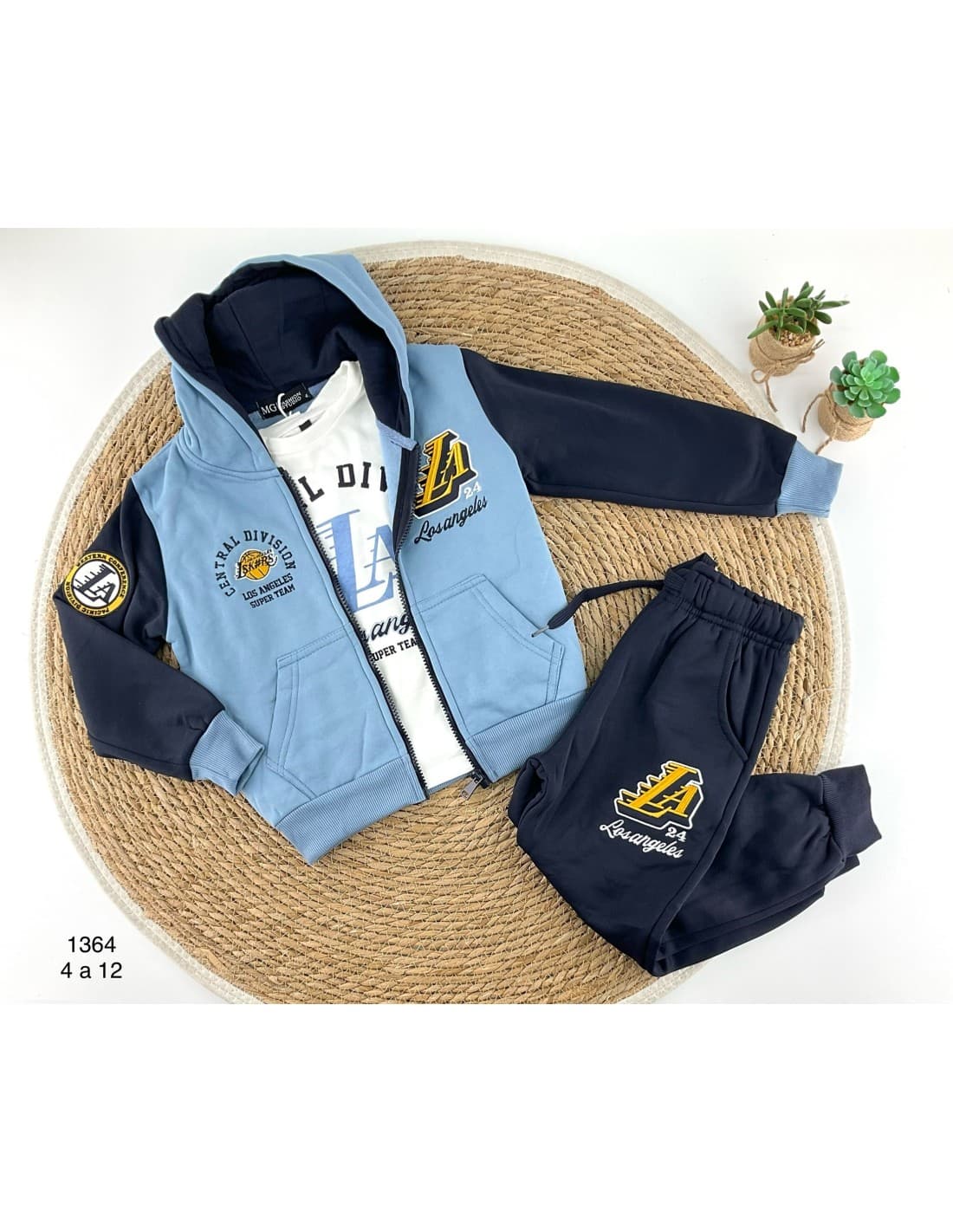 Ensemble 3 pièces pour garçon : veste, t-shirt et pantalon de sport brodé 522101364 (4 à 12 ans)