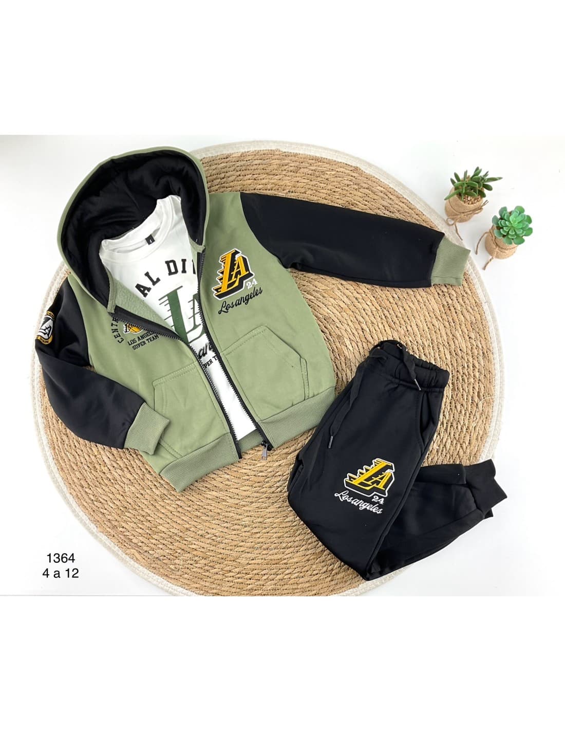 Ensemble 3 pièces pour garçon : veste, t-shirt et pantalon de sport brodé 522101364 (4 à 12 ans)