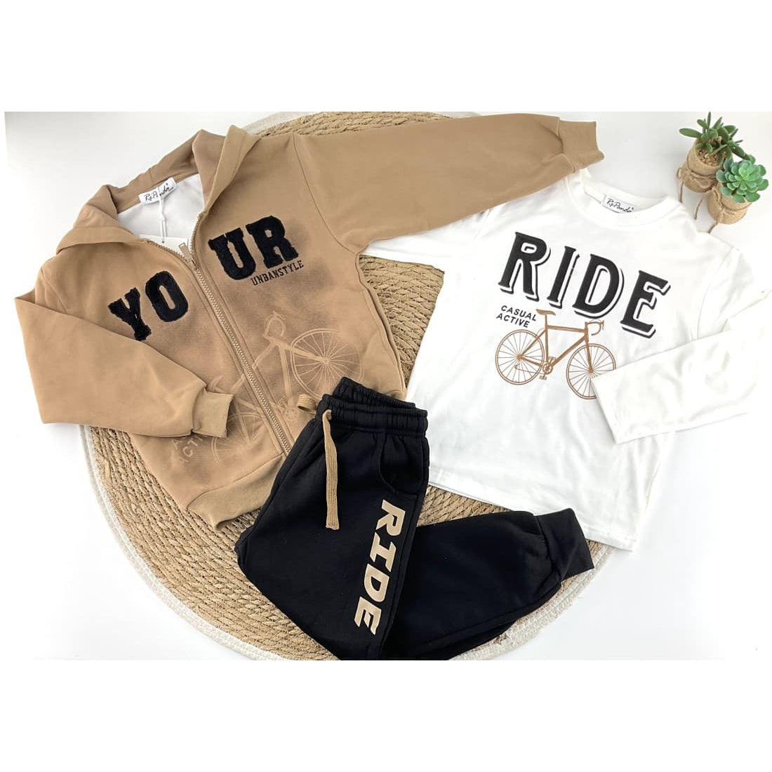 Ensemble survêtement 3 pièces garçon avec veste, t-shirt et pantalon (6 à 14 ans)