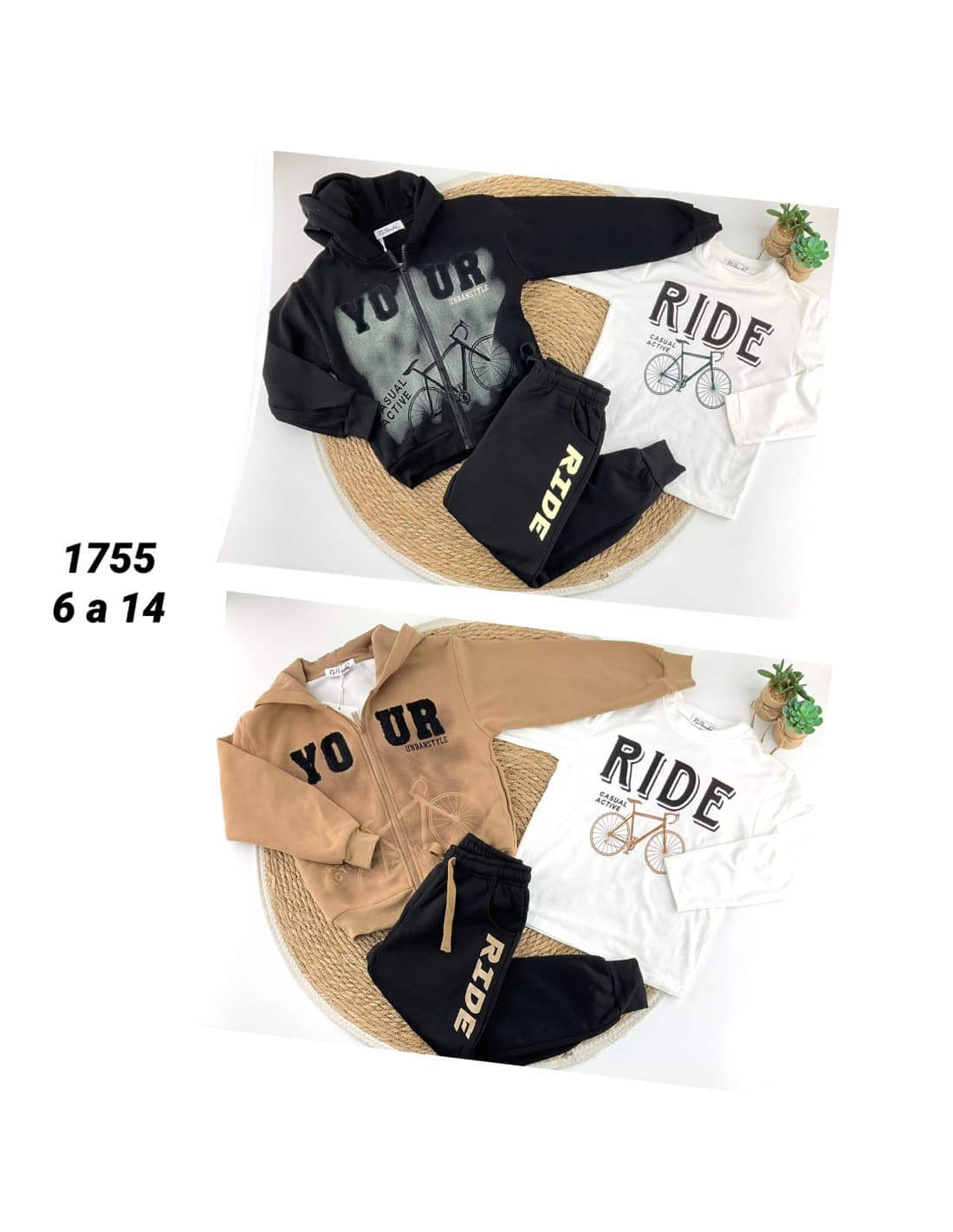 Ensemble survêtement 3 pièces garçon avec veste, t-shirt et pantalon (6 à 14 ans)