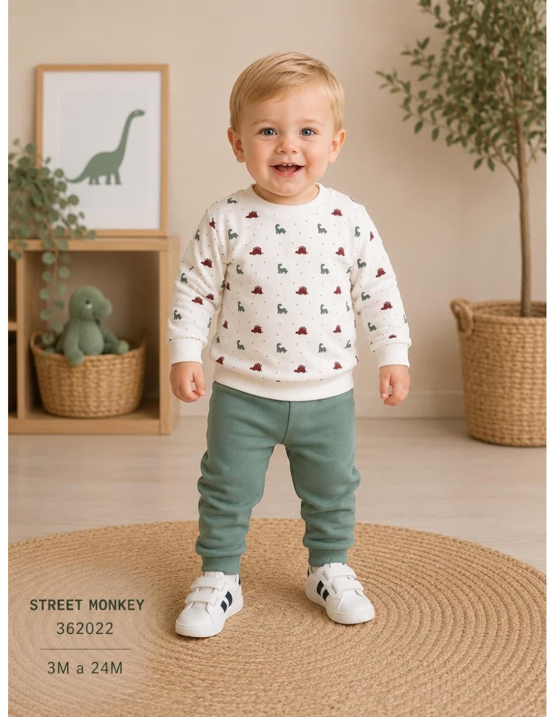 Conjunto bebé niño dinosaurios Street Monkey 622162022 | 3-24 meses