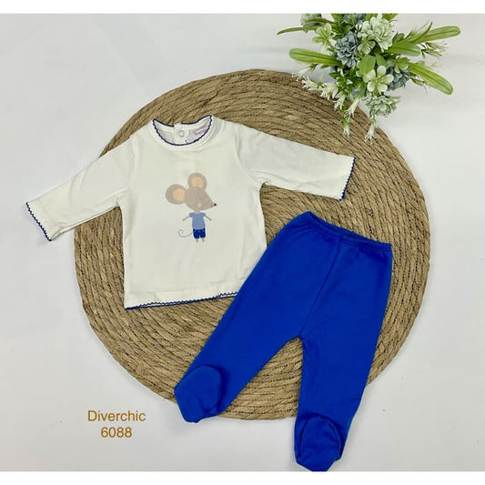 Conjunto de primera puesta Ratita Azul para bebé | Camiseta y polaina afelpadas 211106088