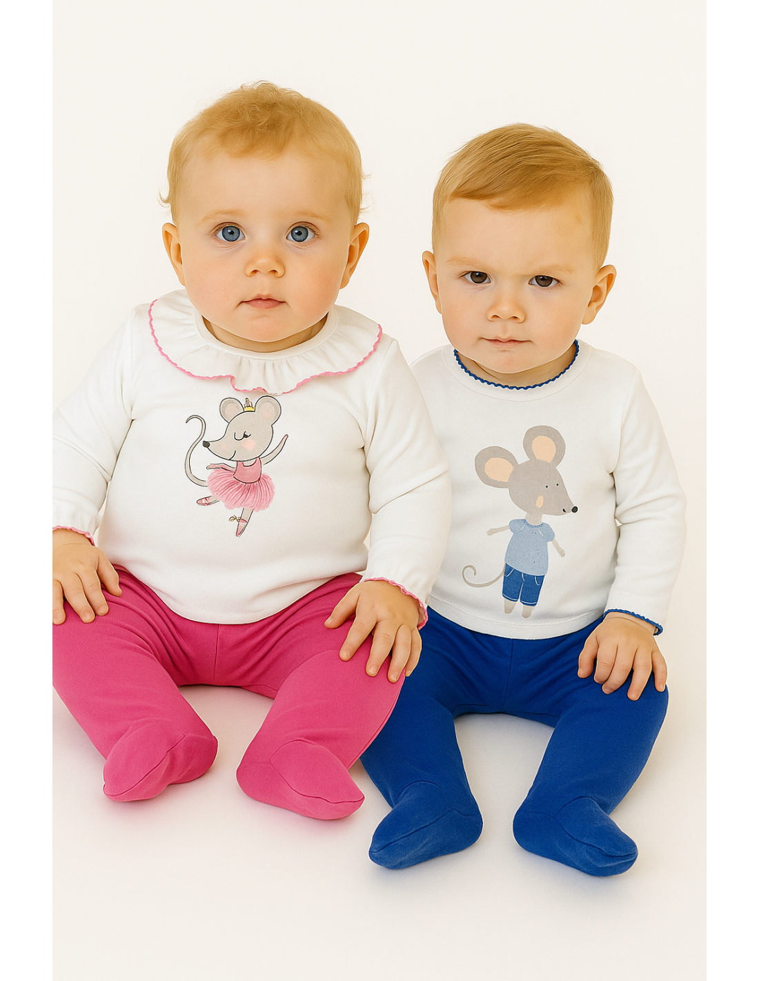 Conjunto de primera puesta Ratita Azul para bebé | Camiseta y polaina afelpadas 211106088