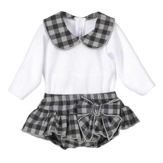 Conjunto bebé niña Calamaro cuadros lazo 321117876