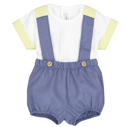 Conjunto bebé niño con tirantes azul denim Calamaro 621011343 – Clásico cómodo para el día a día