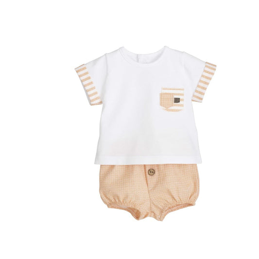 Conjunto bebé niño melocotón con rayitas Calamaro 621011323 – Fresco, cómodo y muy combinable