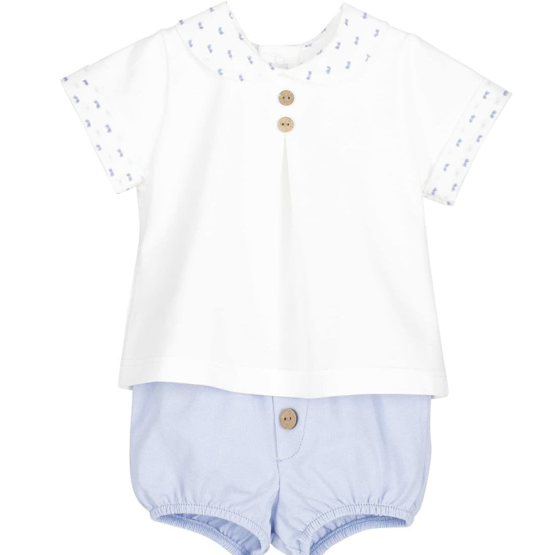 Conjunto pololo bebé blanco y azul cielo Calamaro 621011278 – Suave, fresco y delicado
