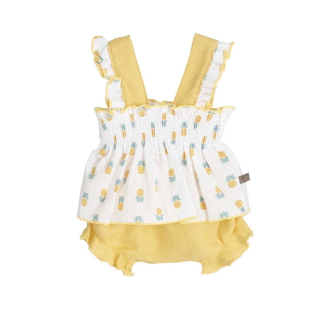 Conjunto bebé niña piñas mostaza Calamaro 621011294 – Alegre, cómodo y muy veraniego