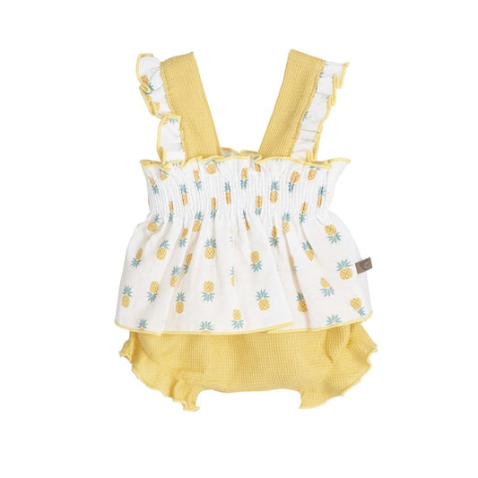 Conjunto bebé niña piñas mostaza Calamaro 621011294 – Alegre, cómodo y muy veraniego