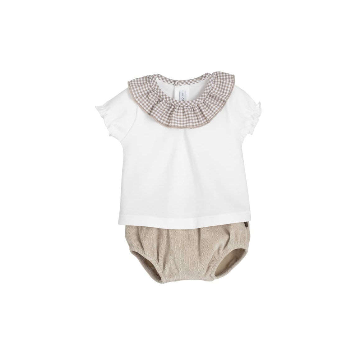 Conjunto bebé vichy beige Calamaro 621011285 – Elegante, suave y atemporal