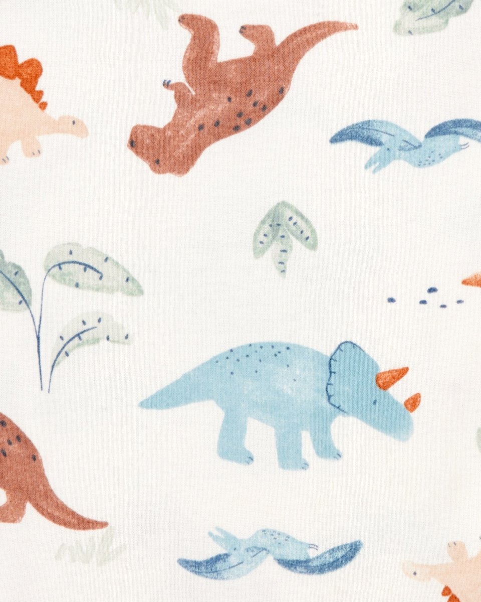 Conjunto tres piezas algodón pantalón y dos bodies diseño dinos