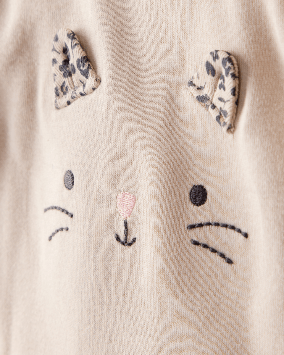 Conjunto tres piezas bodies manga larga y pantalón estampado leopardo