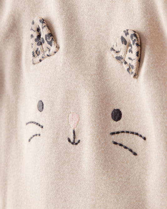 Conjunto tres piezas bodies manga larga y pantalón estampado leopardo