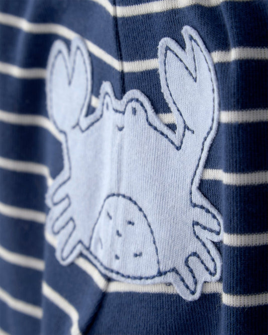 Conjunto tres piezas de algodón con dos bodies y pantalón, diseño animales marinos