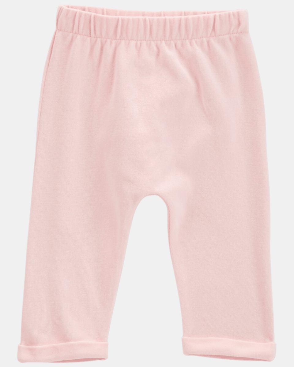 Conjunto tres piezas de algodón, pantalón, cárdigan y body, color rosa