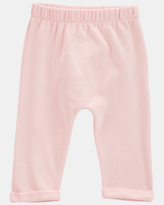 Conjunto tres piezas de algodón, pantalón, cárdigan y body, color rosa