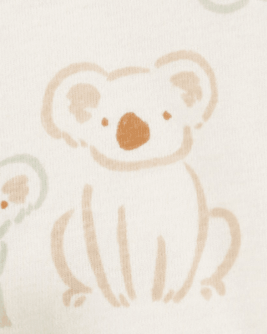 Conjunto tres piezas de chaqueta, pantalón y body corto, diseño koala