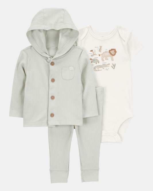 Conjunto tres piezas pantalón body y chaqueta diseño león