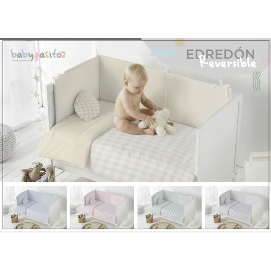 Edredón coordinado reversible 3 PIEZAS CUADROS – BABY PASITOS