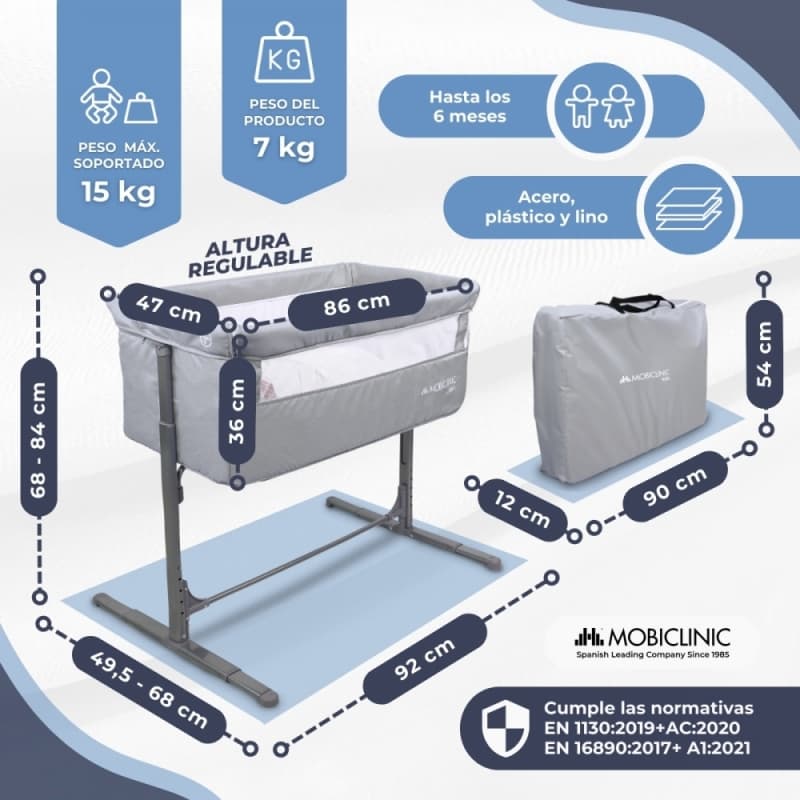 Cuna colecho Moon gris Mobiclinic