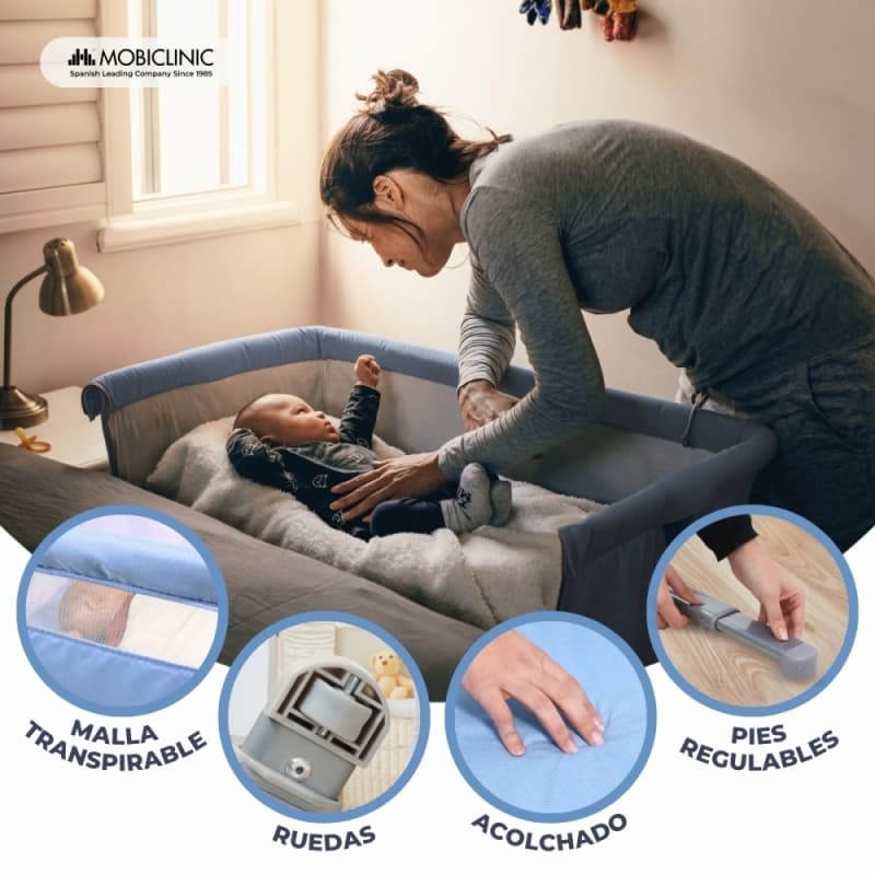 Cuna colecho Moon azul Mobiclinic