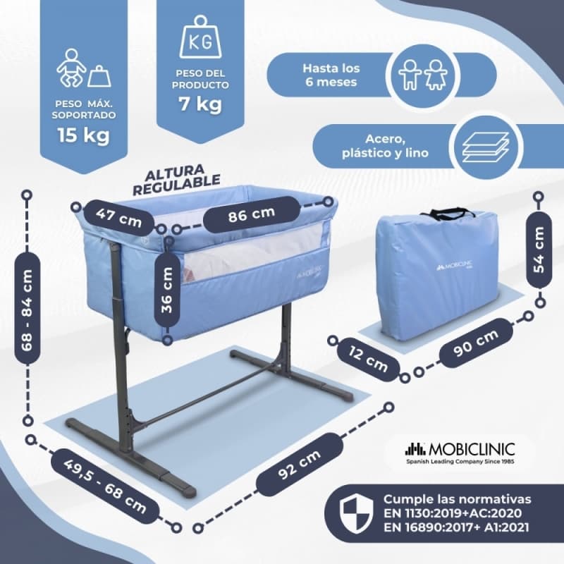 Cuna colecho Moon azul Mobiclinic