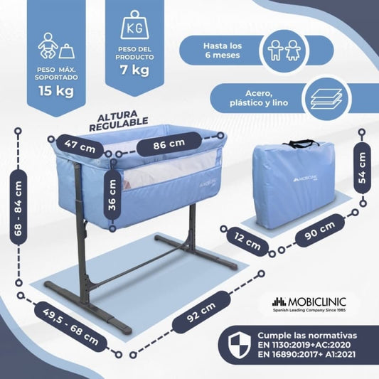 Cuna colecho Moon azul Mobiclinic