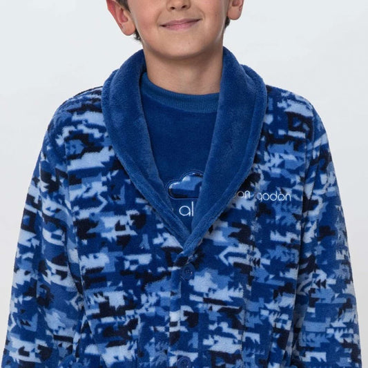 Robe juvenil DON ALGODÓN em lã coral com estampado camuflado DA24260