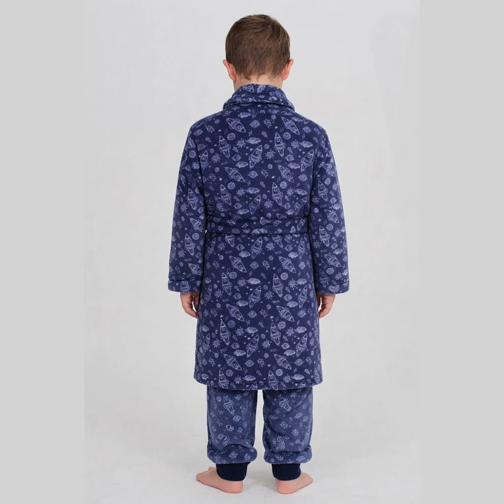 Bata infantil cruzada de coralina con motivos espaciales Don Algodón (Ref. DA26W118)