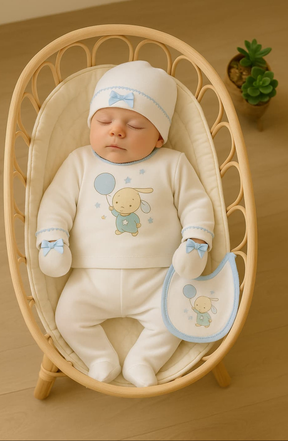 Estuche Bebé Primera Puesta 5 Piezas Conejito Rosa – Alma Petit · 321105000