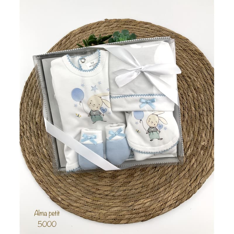 Estuche Bebé Primera Puesta 5 Piezas Conejito Rosa – Alma Petit · 321105000