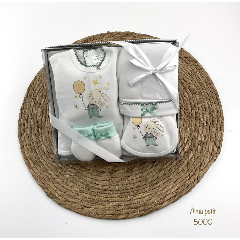 Estuche Bebé Primera Puesta 5 Piezas Conejito Rosa – Alma Petit · 321105000