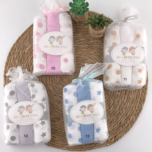 Pack 3 gasas bebé Gamberritos 161009274 Algodón 100% suave y transpirable