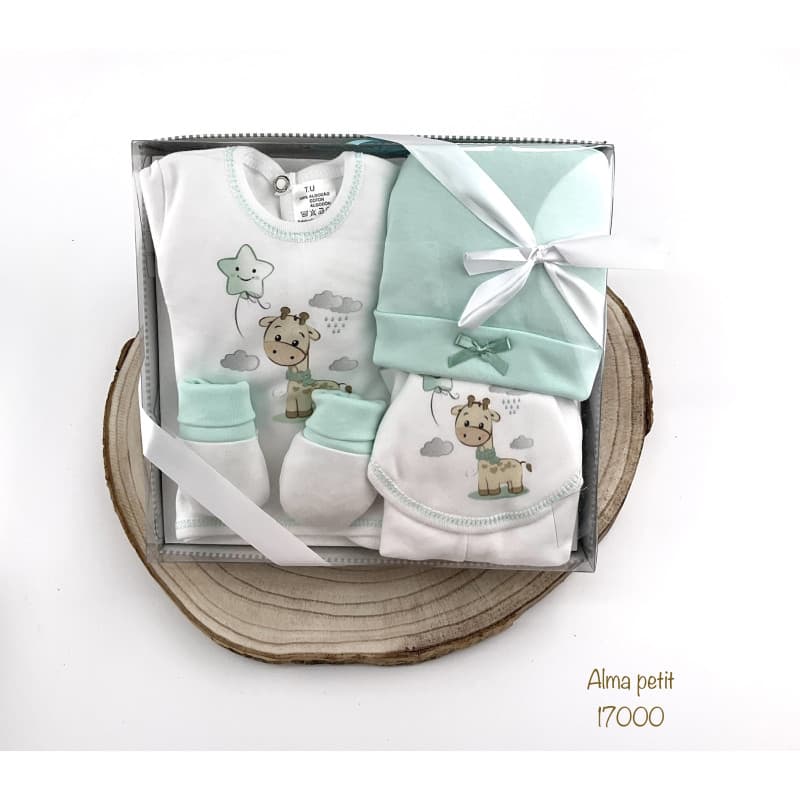 Estuche Bebé Primera Puesta Jirafa 5 Piezas – Alma Petit · 321117000
