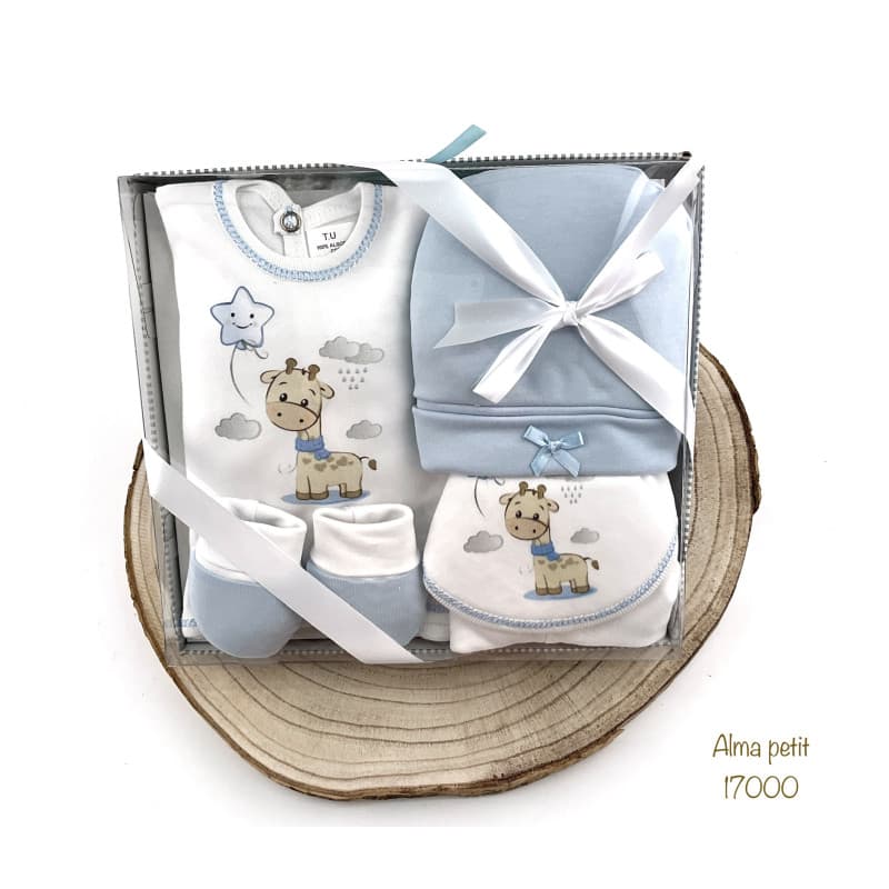 Estuche Bebé Primera Puesta Jirafa 5 Piezas – Alma Petit · 321117000
