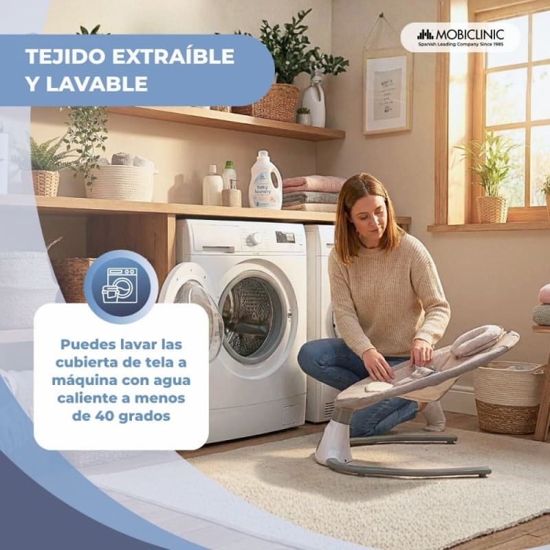 Hamaca Mecedora para Bebé con Velocidad Ajustable Música Juguetes Mosquitera y Mando a Distancia Mobiclinic MIF-00003/03