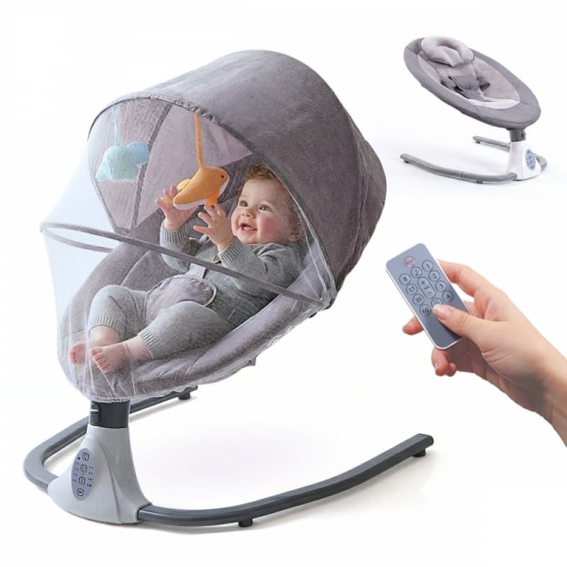 Hamaca Mecedora para Bebé con Velocidad Ajustable Música Juguetes Mosquitera y Mando a Distancia Mobiclinic MIF-00003/03