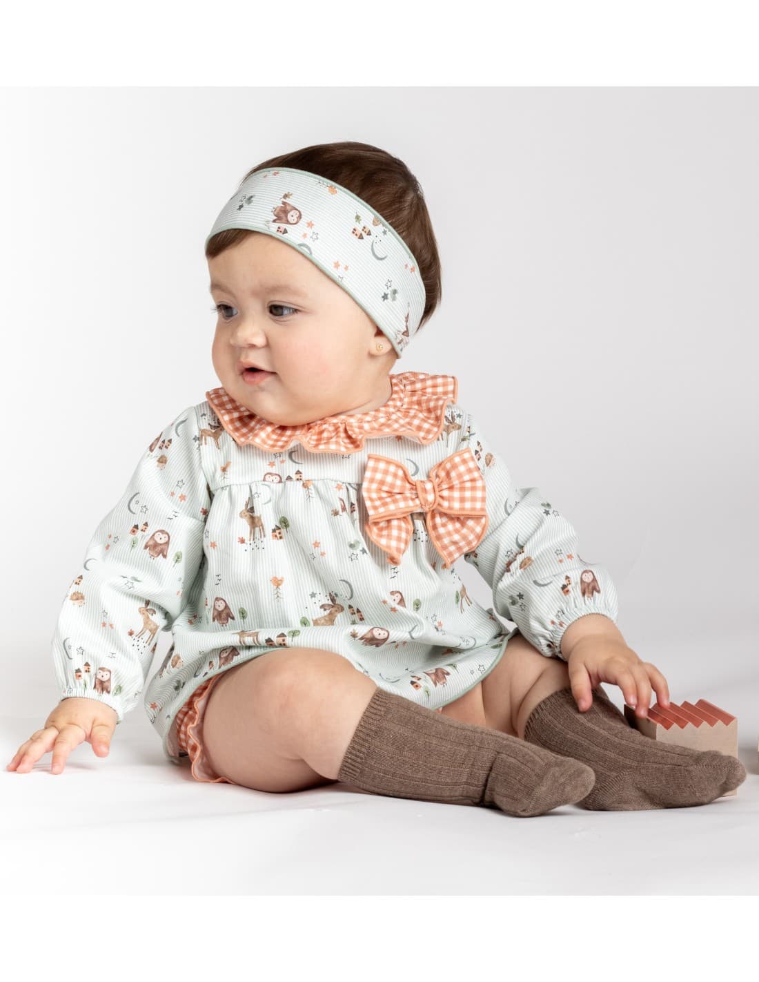 Robe bébé Calamaro en forêt et à carreaux 521122096 Design doux et tissus doux