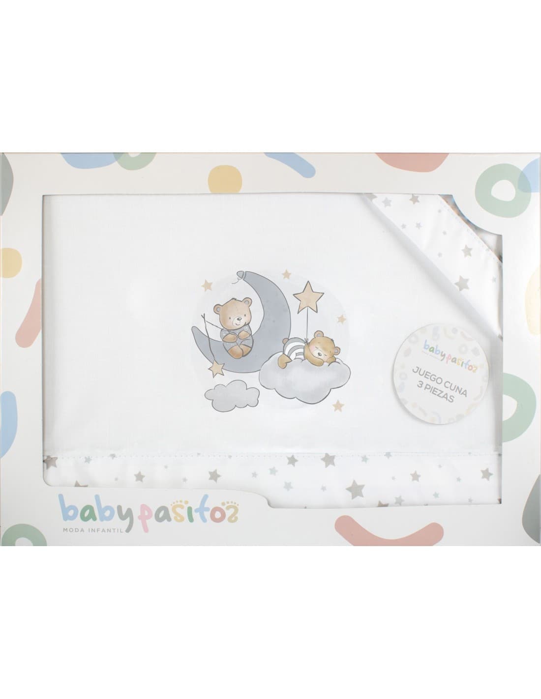 Juego de sábanas para cuna de bebé de 3 piezas con ositos en la luna Baby Pasitos Referencia 621003339