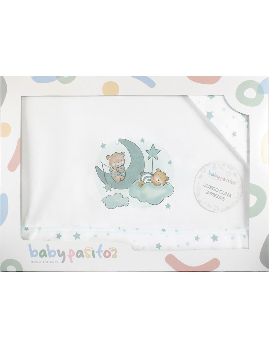 Juego de sábanas para cuna de bebé de 3 piezas con ositos en la luna Baby Pasitos Referencia 621003339