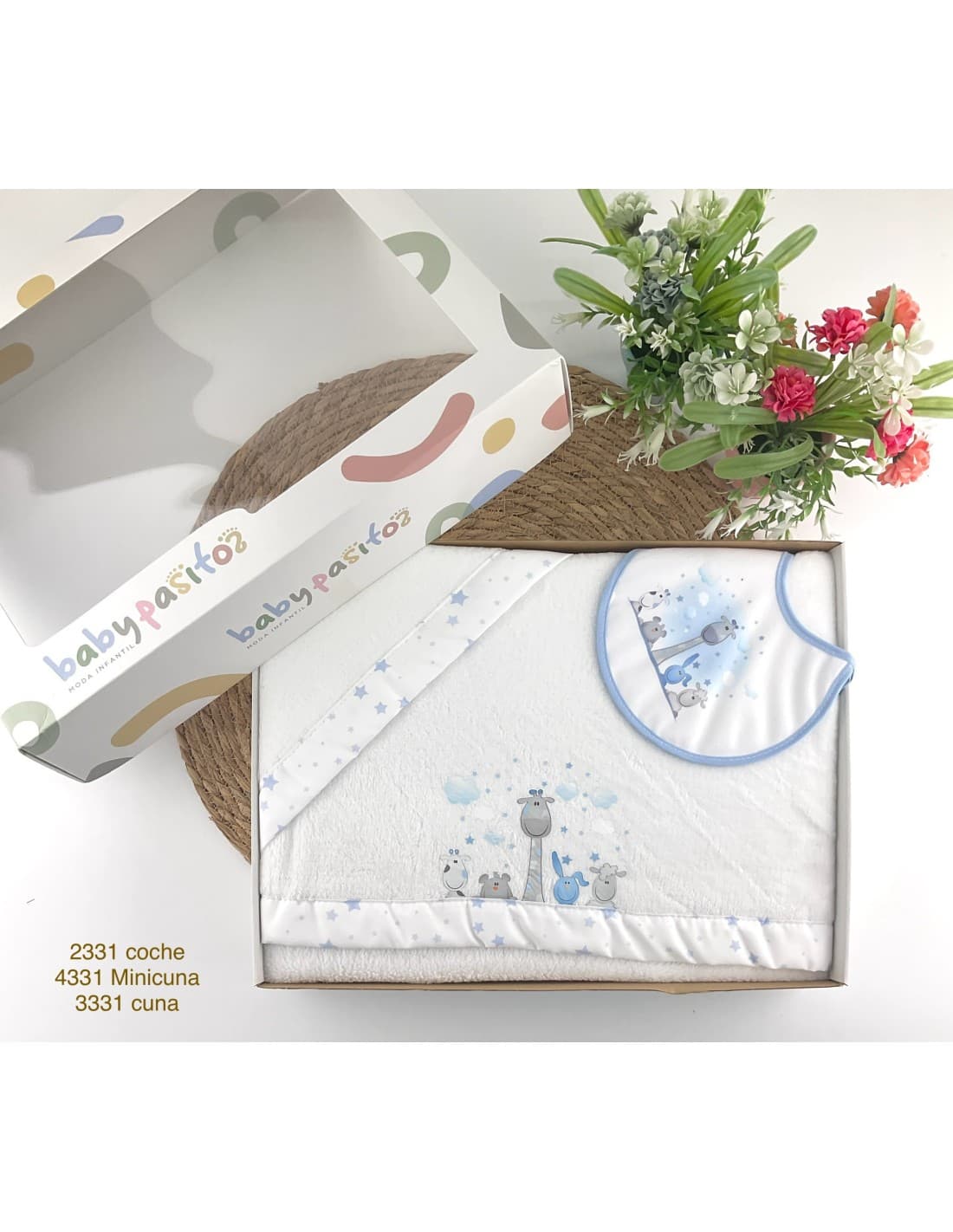 Ensemble de berceau 3 pièces en polaire corail Giraffe Baby Pasitos 421103331 – Douceur et style pour le repos de bébé