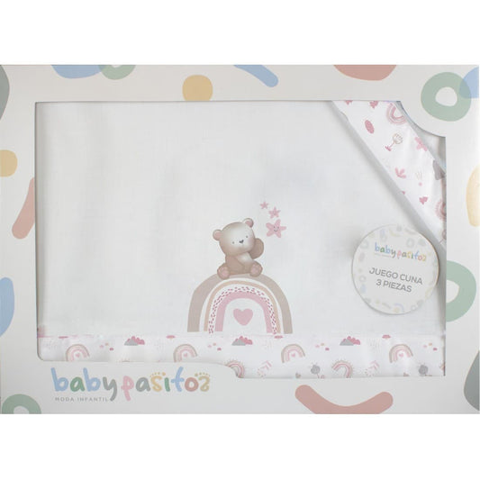 Sábanas para minicuna bebé con osito y arcoíris BABYPASITOS 621004340 – Dulces, suaves y listas para usar
