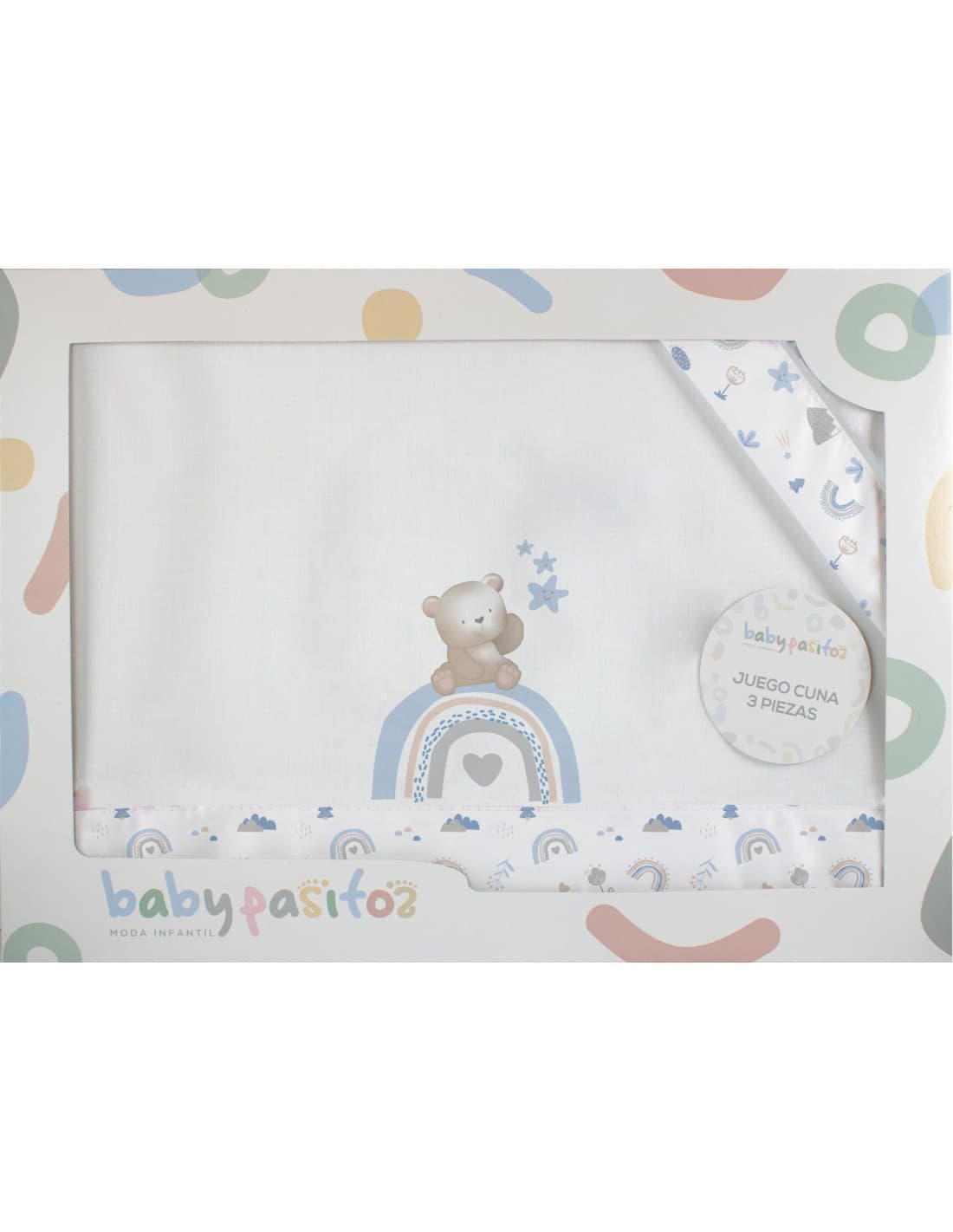 Sábanas para minicuna bebé con osito y arcoíris BABYPASITOS 621004340 – Dulces, suaves y listas para usar