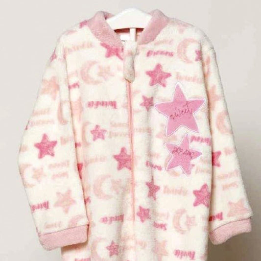 Pelele manta niña Kinanit rosa con estrellas 2030 Pijama entero cálido